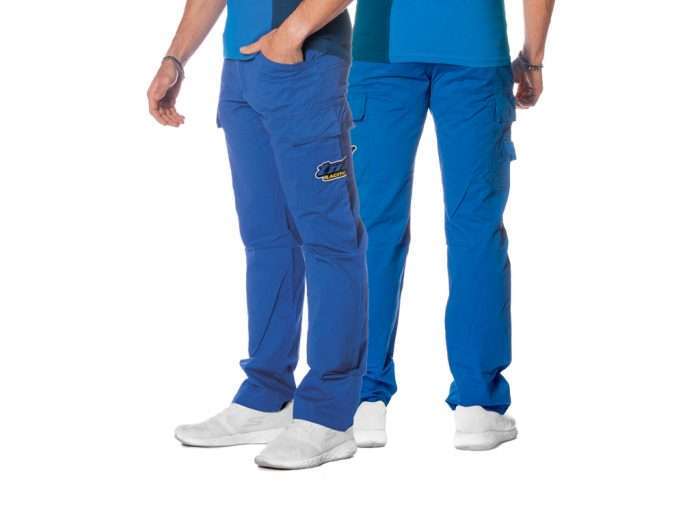 Long blue trousers